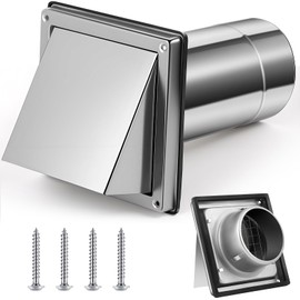 Gisafai 4" Dryer Vent Cover Outside with Stainless Steel Guard Outdoor Wall Dryer Exhaust Vent Cap with Removable Extension Pipe, Non-return Flap and Sealing Gasket Grille Screen