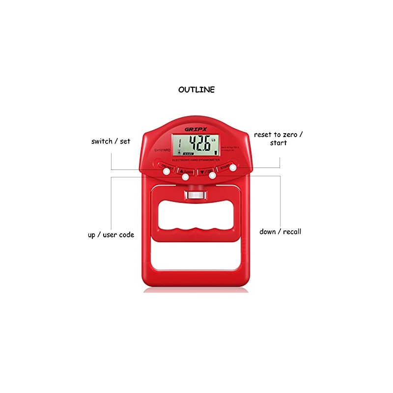 Digital Hand Dynamometer Grip Strength Measurement Meter Auto Capturing Electronic