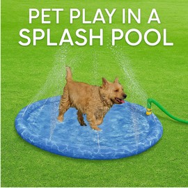 Lizzy Pet Splash Pool & Sprinkler – 100cm/39in | Summer Cooling Pad for Dogs & Pets | Foldable Sprinkle and Splash Water Play Mat | Easy Hose Connection | Outdoor Water Toy for Hot Weather Fun