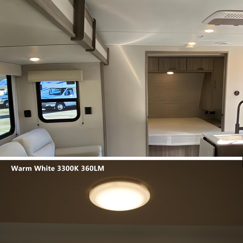 RVsmattly 8 Pack DC12V RV Interior Lights,4.5in Led Puck Light,Surface