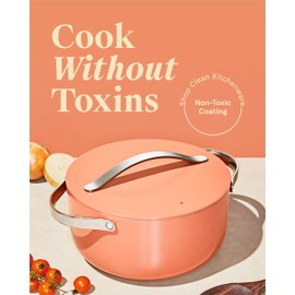 Caraway Nonstick Ceramic Dutch Oven Pot with Lid (6.5 qt, 10.5") - Non Toxic, PTFE & PFOA Free - Oven Safe & Compatible with All Stovetops (Gas, Electric & Induction) - Perracotta