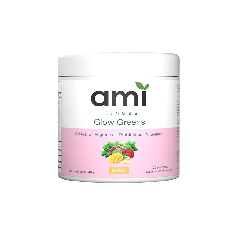 Ami Glow Greens Jugo Verde Polvo Colágeno Probióticos Superfoods Enzimas