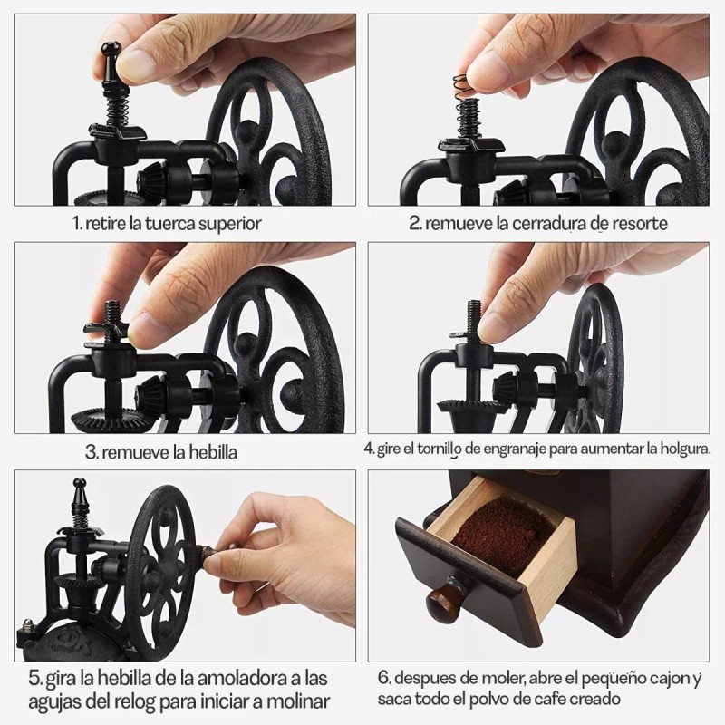 Mebix TRD Molinillo De Café Manual Portátil De Madera Giratorio