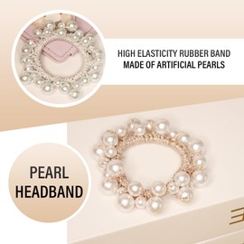 Pack of 3 Hair Bobbles, Pearl Hair Ties, Elastic Hair Tie for Women Girls, Hair Accessories for Women, Girls, Ladies, Children