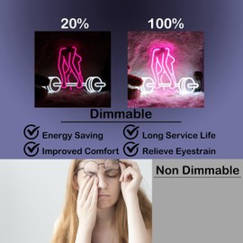 Neon Woman Barbell Neon Sign Dumbbell Lady Neon Light Barbell Light Sign Dimmable Weightlifting LED Neon Light for Home Gym Decor Bar Pub Lifting Wall Room Decor Man Cave Game Room 16.5"×12.4"