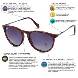 Dikley Vintage Lightweight Retro Round Polarized Sunglasses for Women UV400 Protection Driving Hiking Outdoor Sports Glasses