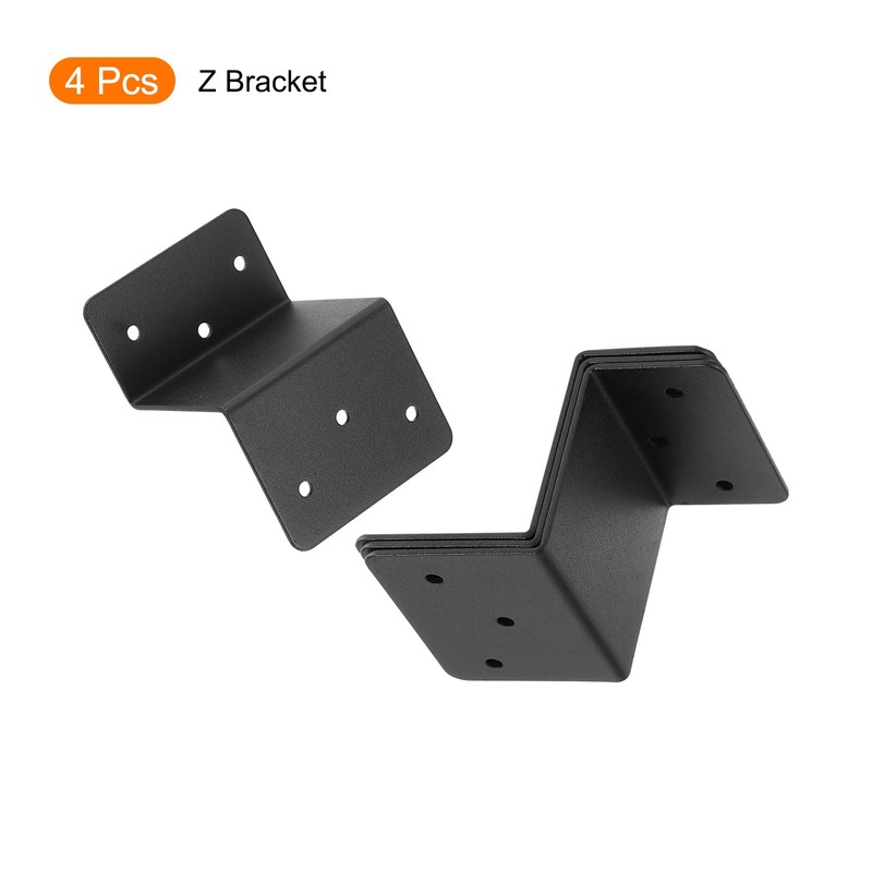 sourcing map 4 Pcs Z Brackets, Iron Double Angle Channel