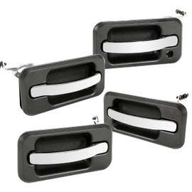 HECASA 4Pcs Exterior Door Handle Compatible with 2003-2009 Hummer H2 Base Replacement for 25845864 25845865 25845866 Front & Rear Driver Passenger Side (Chrome Lever & Black Housing)