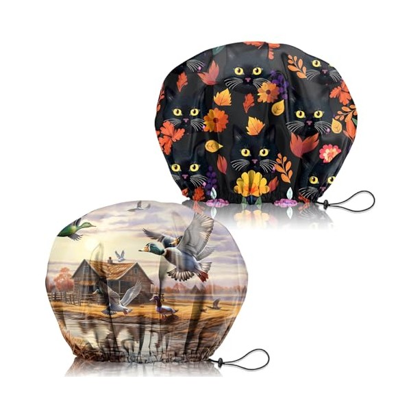 Zewurtuw Zewurtuw 2 PCS Shower Cap Adjustable Reusable Double Waterproof