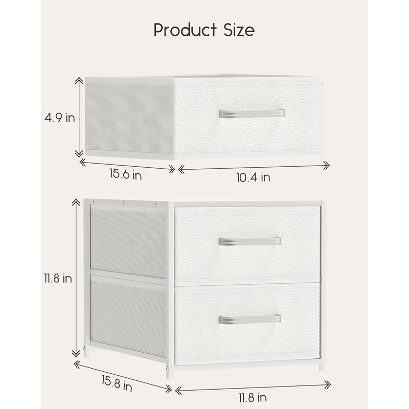 Homsorout 2 Pack Stackable Drawers for Closet, White Storage Drawers