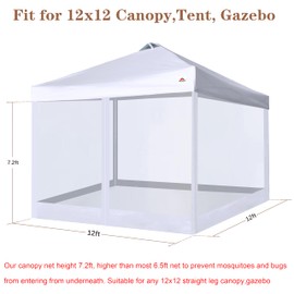 SCOCANOPY Replacement Mesh sidewall for Most 12x12 Canopy Or Gazebo,(White)
