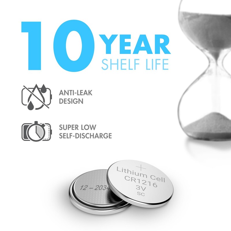 Tenergy CR1216 3V Lithium Button Cell Battery, for Watches, Mini