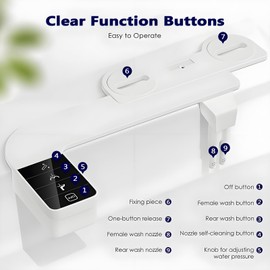 Bidet Attachment for Toilet, Non-Electric Fresh Water Spray, Foldable Dual Nozzles for Front & Rear Wash, Self-Cleaning Nozzle, Adjustable Water Pressure – Silver