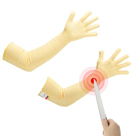 MECCANIXITY Cut Resistant Sleeves with Gloves, 47cm Arm Protection Sleeve HPPE Farmer Gardening Sleeves for Work Kitchen, Welding, Farming, Yellow