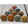 ARTISNO Beautiful Yellow and White Ceramic Knobs for Kitchen Cabinet