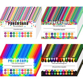 320 Pieces Punch Cards, Incentive Loyalty Reward Card Student Awards Loyalty Cards for Business, Classroom, Kids Behavior, Students, Teachers, 3.5 x 2 Inch, 4 Styles (20 Punches)