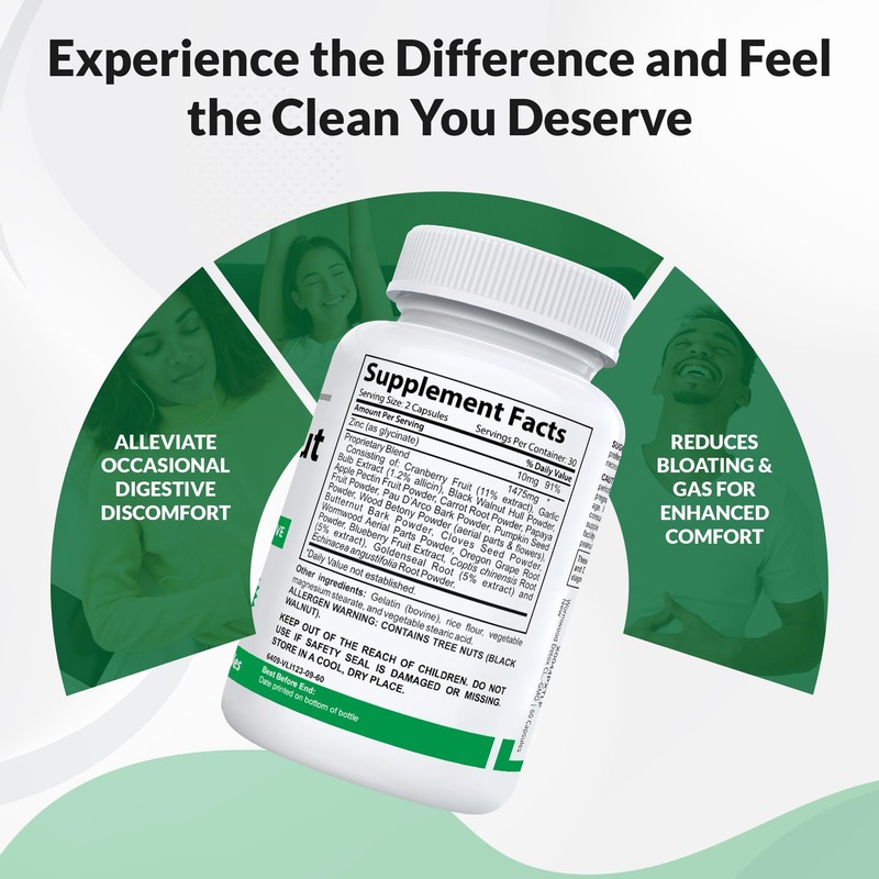 Nutracraft Black Walnut Detox Cleanse Supplement | Black Walnut, Wormwood,