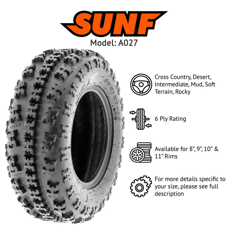 SunF 22x7-11 22x7x11 Sport Race ATV UTV Knobby Tire 6