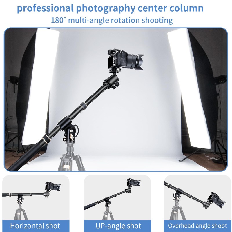 41" Aluminum Tripod Extension arm Retractable Horizontal Center Column arm