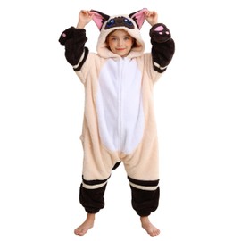 CuteOn - Pijama de gato siamés para niños y niñas, disfraz de Halloween, Navidad, unisex, ropa de dormir para 4-12 años, Gatos siameses, 9-10 Años