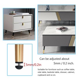 Jarshtime Furniture Leg 4 PCS Oblique Coffee Table Legs 15 cm / 6 inch Metal Legs for Cabinet Cupboard Dresser Side Table Black & Golden