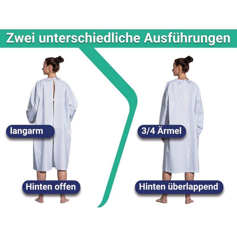 ZOLLNER Patient Shirt Open Back - with Long Sleeves and
