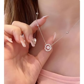 Mesaro Women's Necklace, Chain, Simple, Adjustable Length, Brand, Sparkle, Silver Necklace, Popular, Stylish, Accessory, Birthday Gift, Copper, Zircon