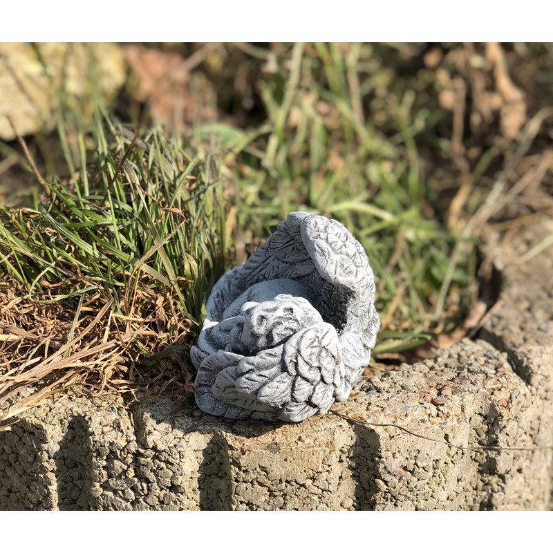 Memorial ornament sleeping Baby Angel made of stone frost resistant