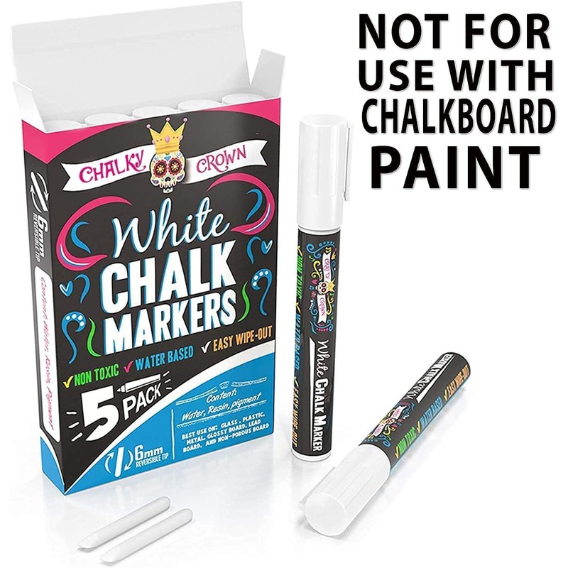 CHALKY CROWN Liquid Chalk Marker Pen - White Drawing Chalk