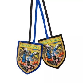 St. Michael Woven Cloth Scapular - Blue Shield