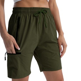 EBANKU Women's Hiking Cargo Shorts Army Green