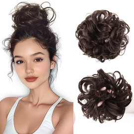 Vlasy Messy Bun Hair Piece for Women,Curly Wavy Hair Scrunchies Bun Extensions Hairpieces,Synthetic Hair Chignons Accessories Updo for Girls(4#,35g)