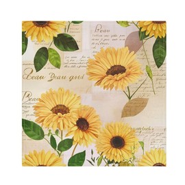 Qilmy Sunflower Cloth Napkins Set of 4, Reusable Washable Polyester Dinner Table Napkins for Family, Weddings, Parties, Home Decor, 20 x 20 Inch