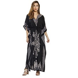 Riviera Sun Caftán Caftans para Mujer, Negro, XL