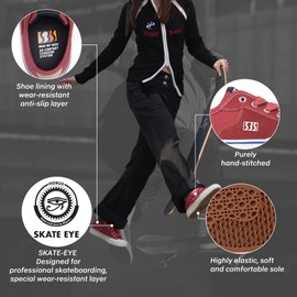 SEW BY SOU Skateboard Shoes for Men Leather Low Top Pro Skateboarding Training Casual Sneakers Wine