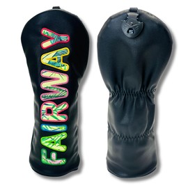 Golf Headcover Stylish Cool 【Lettering Lines】Aurora, Hologram Lettering, Driver Fairway Hybrid (UT), White, Waterproof, (For Flip (Night Jungle), FW