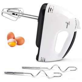 Electric Hand mixer - 7 Adjustable Speed 180W Handheld Mixer Electric Whisk with 5 Stainless Steel Accessories, Turbo Boost/Self-Control Speed + Eject Button Food Beater for Cakes Eggs, Off-white