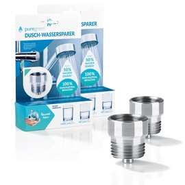 Bluegreen (now puregreen) Shower Water Saver Set of 2 | Easy Installation without Tools | Fits Almost All Shower Fittings & Shower Heads | Save Up to 50% Water with Blue Green (Chrome Colour)