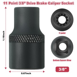 Feekoon 3/8" Brake Caliper 11 Point Socket, Truck Brake Caliper Socket, 3/8" Drive Replacement for European Trucks, Compatible with Bendix Adb 22x, Adb 225, Sn6, Sn7, Sk7 Air Disc Brake Calipers