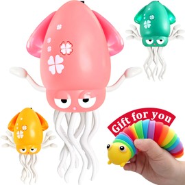 LUSTERMOON Electric Dancing Octopus Toy, Automatic Obstacle Avoidance Crawling Squid - Lights, Music, Crawling & Fishing Rod Play Fun Chase Toy for Kids Boy Girl Birthday Gifts (Pink)