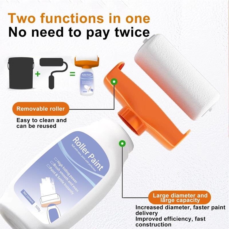 17oz/500g White Wall Paint with Roller Brush for Wall Touch