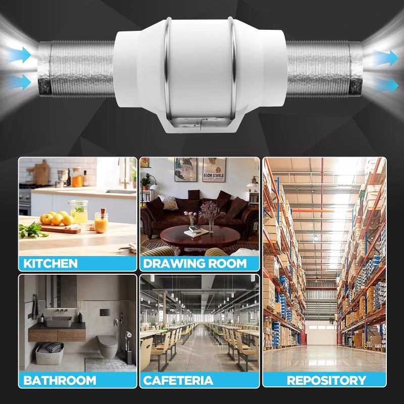 Voltset 6 Inch Duct Fan - 390 CFM Inline Ventilation