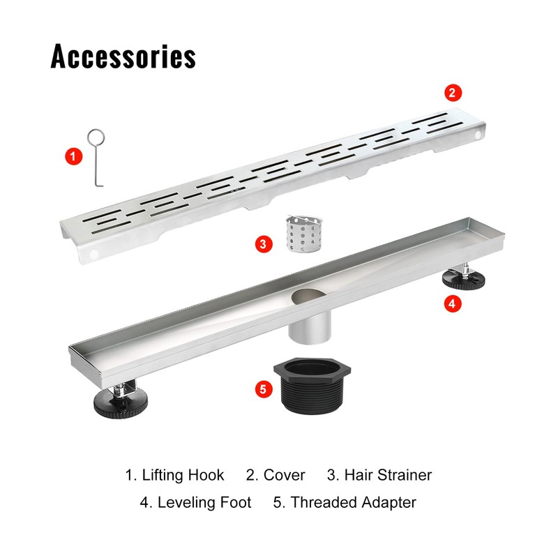 SaniteModar Linear Shower Drain, Shower Drain 24 inch High Water