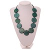 Avalaya Teal Round Wooden Bead Statement Necklace on Adjustable Black