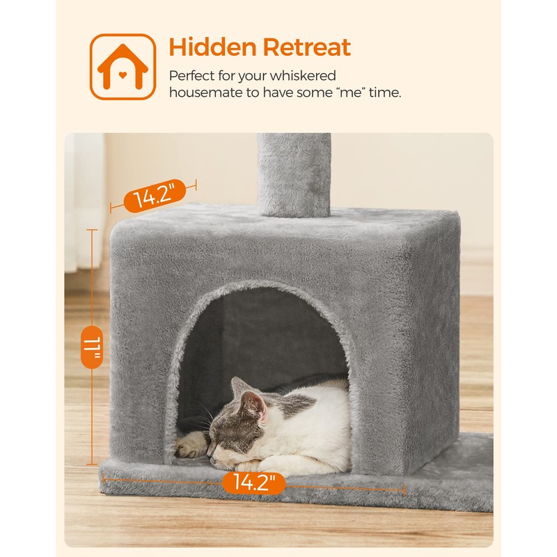 Feandrea Cat Tree, 33.1-Inch Cat Tower, L, Cat Condo for