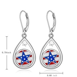 4th of July Patriotic Earrings for Women Red White and Blue American Flag Patriotic Fourth of July Earrings Dangle Jewelry Sterling Silver USA Independence Day Patriots Gifts
