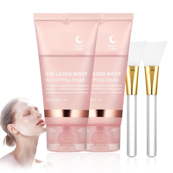 Pack of 2 Collagen Night Wrapping Mask, Collagen Mask Face