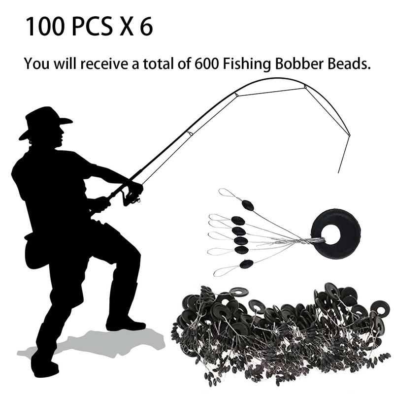 VIPMOON 600 Pieces Fishing Bobber Stopper, Rubber Bobber Stops for