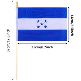 5 Pack Honduras Hondurans Small Mini Wood Hand Held Stick Flag,Suitable For Various Holiday Parties, World Cup, National Day, And National Flag Day.