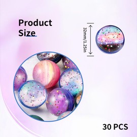Bouncy Balls for Children, Pack of 30 Bouncy Balls Planets, Luminous Space Theme Springball, Gift Children's Birthday Party Bags, Rubber Balls Small Set for Children, Give Aways Party Gifts (32 mm)